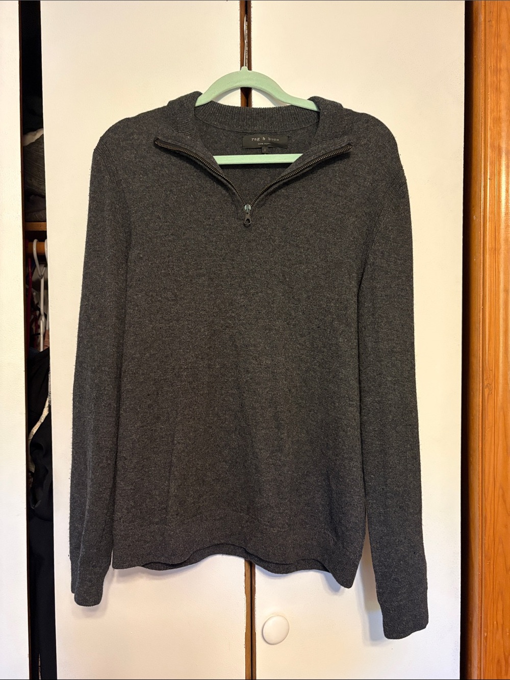 rag & bone Men's Dark Gray Half-Zip Sweater